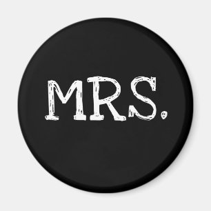 Bride White Text Mrs. Magneet