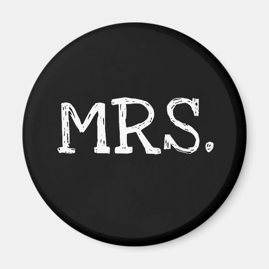 Bride White Text Mrs. Magneet (Voorkant)