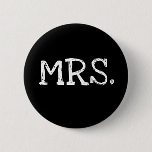 Bride White Text Mrs. Ronde Button 5,7 Cm