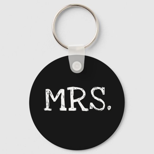 Bride White Text Mrs. Sleutelhanger (Voorkant)