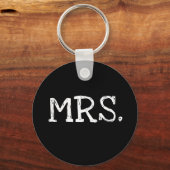 Bride White Text Mrs. Sleutelhanger (Voorkant)
