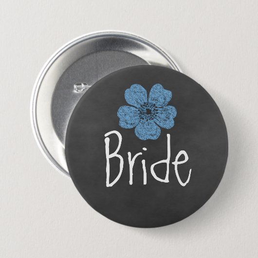 Bride Wild Blue Rozen Chalkboard Ronde Button 7,6 Cm (Voorkant /achterkant)