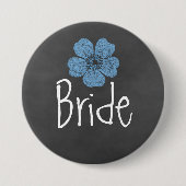 Bride Wild Blue Rozen Chalkboard Ronde Button 7,6 Cm (Voorkant)