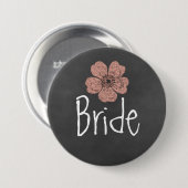 Bride Wild Peach Rozen Chalkboard Ronde Button 7,6 Cm (Voorkant /achterkant)