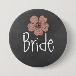 Bride Wild Peach Rozen Chalkboard Ronde Button 7,6 Cm