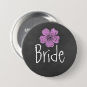 Bride Wild Pink Roses Chalkboard Ronde Button 7,6 Cm (Voorkant /achterkant)