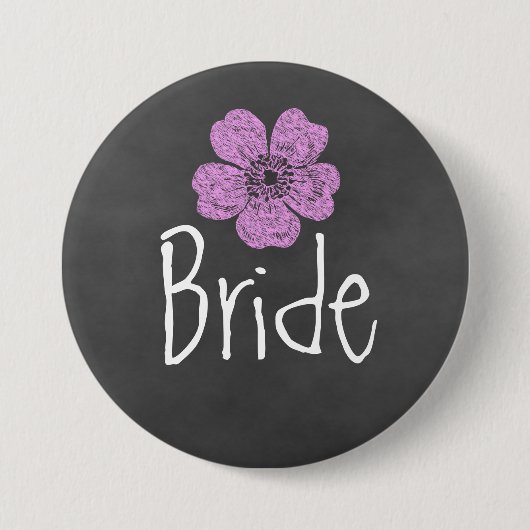 Bride Wild Pink Roses Chalkboard Ronde Button 7,6 Cm (Voorkant)