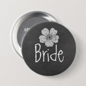 Bride Wild White Roses Chalkboard Ronde Button 7,6 Cm (Voorkant /achterkant)