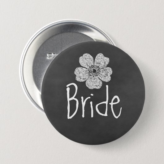 Bride Wild White Roses Chalkboard Ronde Button 7,6 Cm (Voorkant /achterkant)
