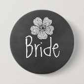 Bride Wild White Roses Chalkboard Ronde Button 7,6 Cm (Voorkant)