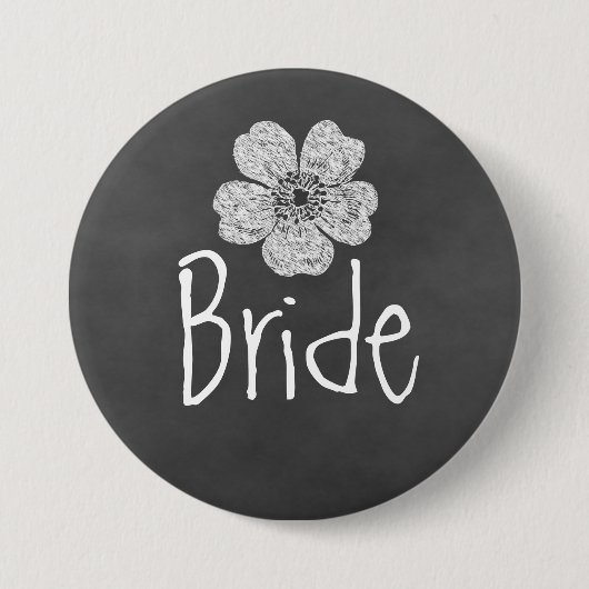 Bride Wild White Roses Chalkboard Ronde Button 7,6 Cm (Voorkant)