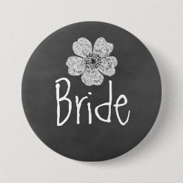Bride Wild White Roses Chalkboard Ronde Button 7,6 Cm