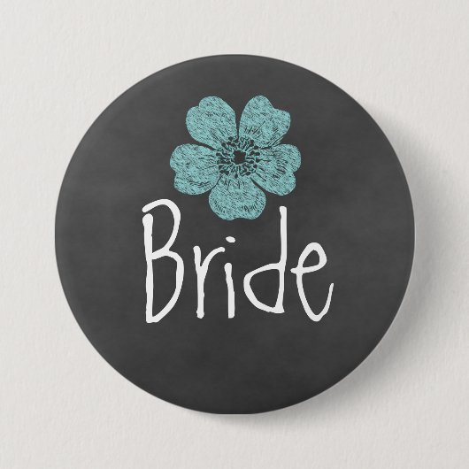 Bride Wilde Blauwgroen Rozen Chalkboard Ronde Button 7,6 Cm (Voorkant)