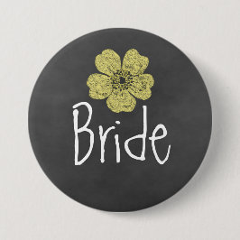 Bride Wilde Gele Roses Chalkboard Ronde Button 7,6 Cm