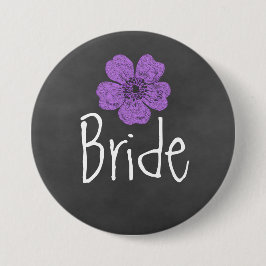 Bride Wilde Paarse Rozen Chalkboard Ronde Button 7,6 Cm