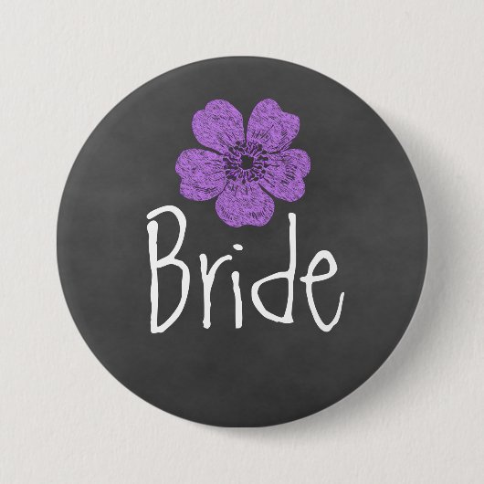 Bride Wilde Paarse Rozen Chalkboard Ronde Button 7,6 Cm (Voorkant)