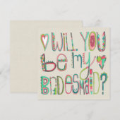 Bride Will You Be My Bridesmaid Typography Aankondiging (Voorkant / Achterkant)