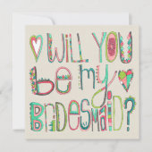 Bride Will You Be My Bridesmaid Typography Aankondiging (Voorkant)