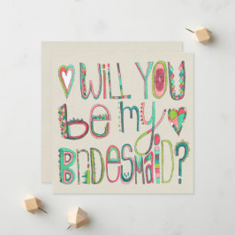 Bride Will You Be My Bridesmaid Typography Aankondiging