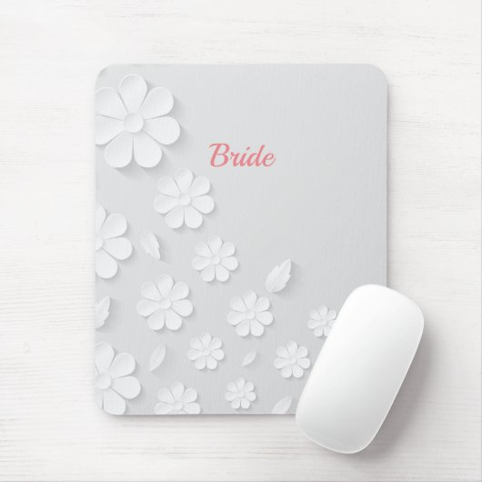 Bride, wit op wit floreel patroon. muismat (Met muis)