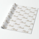 Bride witte goudkalligrafiepatroon elegant chic cadeaupapier<br><div class="desc">Bride wit en gouden script calligrafie patroon elegant chic gift wrapping paper. Beschikbaar in verschillende kleuren en grootten.</div>