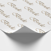 Bride witte goudkalligrafiepatroon elegant chic cadeaupapier (Hoek)