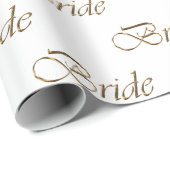 Bride witte goudkalligrafiepatroon elegant chic cadeaupapier (Rol Hoek)