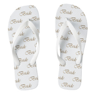 Bride witte goudkalligrafiepatroon elegant chic teenslippers