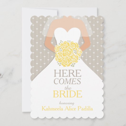 Bride yellow bouquet graphic vrijgezellenfeest nod kaart (Voorkant)