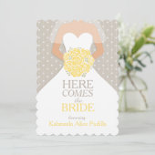 Bride yellow bouquet graphic vrijgezellenfeest nod kaart (Staand voorkant)