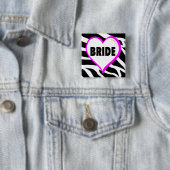 Bride Zebra Stripes Vierkante Button 5,1 Cm (In situ)