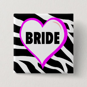 Bride Zebra Stripes Vierkante Button 5,1 Cm