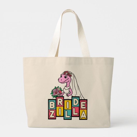 Bride Zilla Retro Grote Tote Bag (Achterkant)
