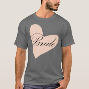Bride zwart op roze hart t-shirt