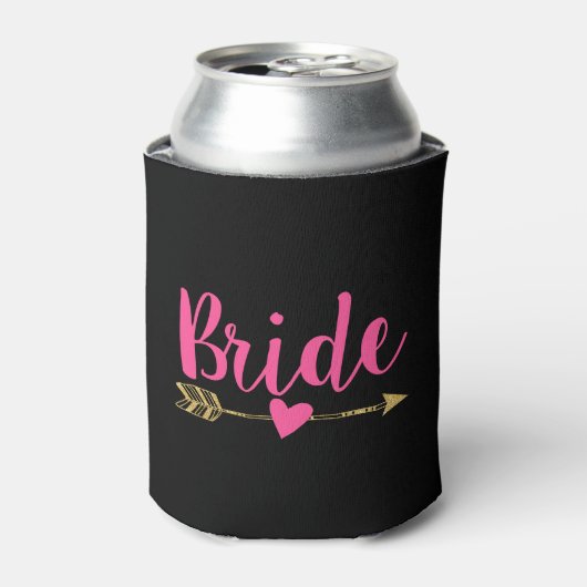 Bride|Zwart-wit en warm roze Blikjeskoeler (Blikje Voorkant)