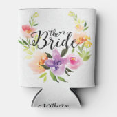 Bride-zwarte tekst en kleurrijke Floral adem Blikjeskoeler (Voorkant)