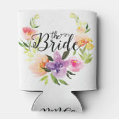 Bride-zwarte tekst en kleurrijke Floral adem Blikjeskoeler (Achterkant)