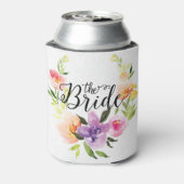Bride-zwarte tekst en kleurrijke Floral adem Blikjeskoeler (Blikje Achterkant)