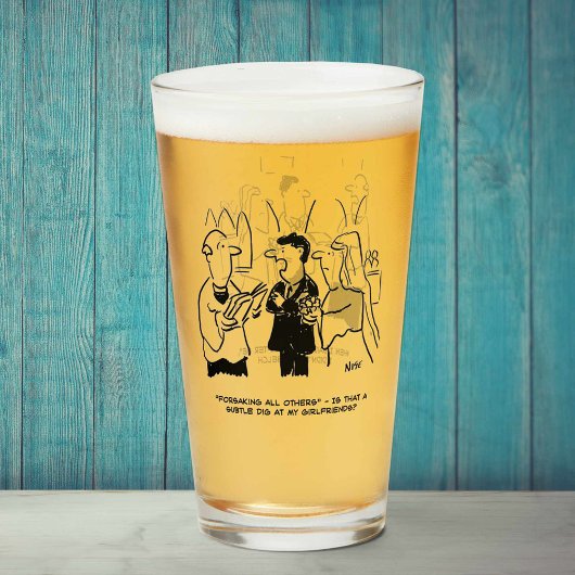 Bridegroom Fun Weddenschap Cartoons op een biertje Glas
