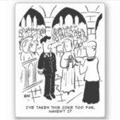 Bridegroom Practical Joke Wedding Cartoon. Sticker (Voorkant)