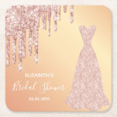 Bridejurk Vrijgezellenfeest roos goudglitterdruppe Kartonnen Onderzetters (Voorkant)