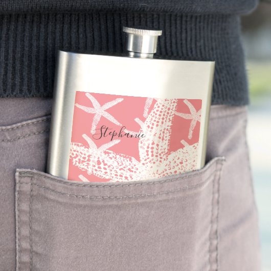 Bridemaid Gift Favor Starfish Pattern Salmon Pink Flacon (Voorbeeld)