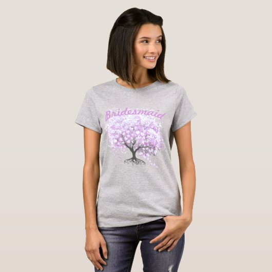 Bridemaid hart blad boom  vogel bruiloft t-shirt (Voorkant volledig)