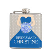 Bridemaid royal blue jurk genaamd hip flask heupfles (Voorkant)