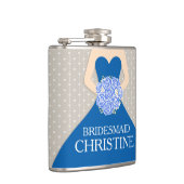 Bridemaid royal blue jurk genaamd hip flask heupfles (Rechts)