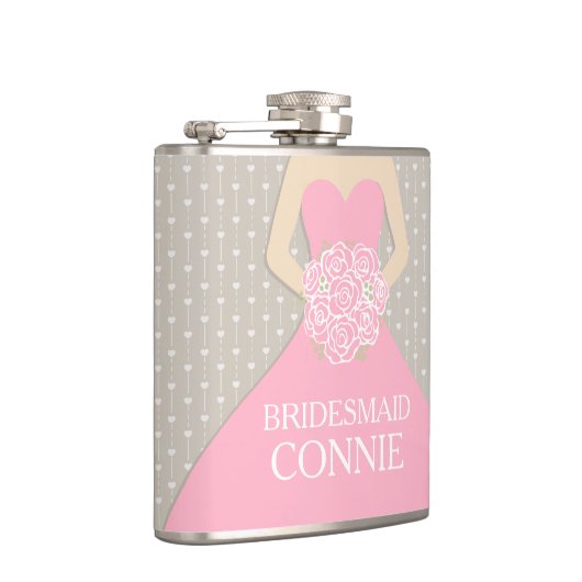 Bridemaid roze jurk genaamd heupkolf heupfles (Rechts)