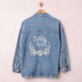 Bridemaid typografie, bloemenarrangement bruiloft denim jacket (Hangar)