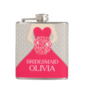 Bridemodale rode jurk, heupkolf genaamd heupfles (Voorkant)