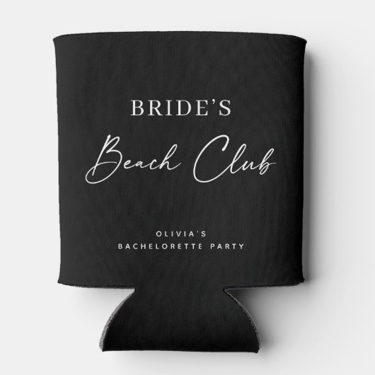 Brides Beach Club | Minimalist Black Bachelorette Blikjeskoeler (Achterkant)