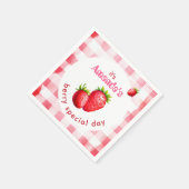 Bride's Berry Special Day Aardbei Retro Gingham Servet (Hoek)